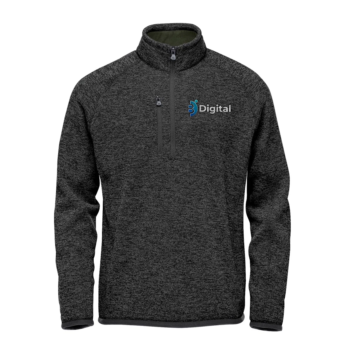 Men's cut of the Avalante zip pullover viewed straight on