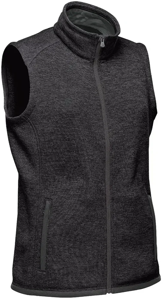 Diagonal crop of the Avalante full zip fleece vest that reveals the overall shape