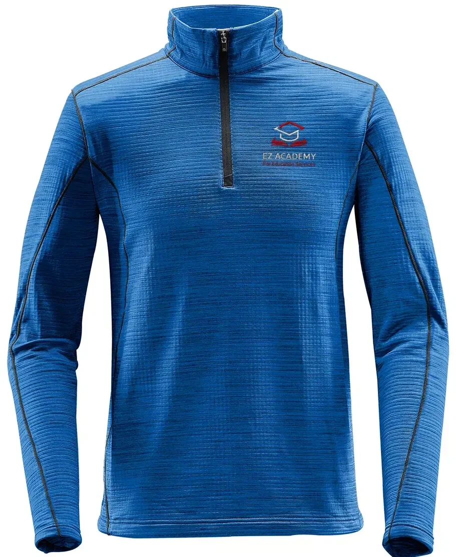 Thermal zip pullover shown from the front on a model