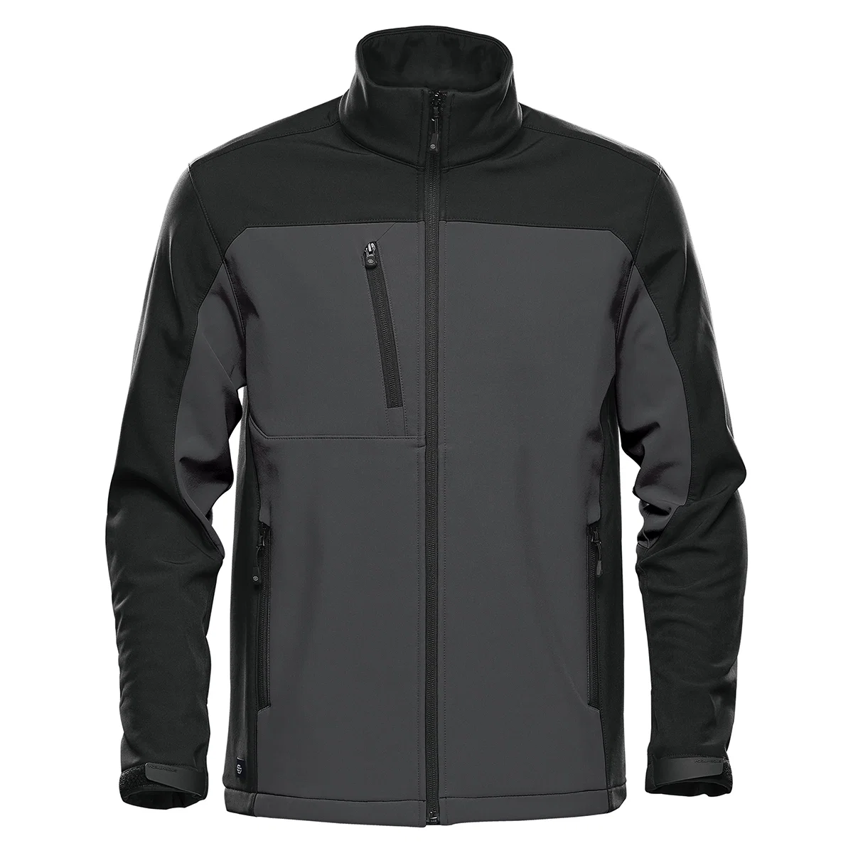 Angled shot of the jacket with one sleeve turned forward