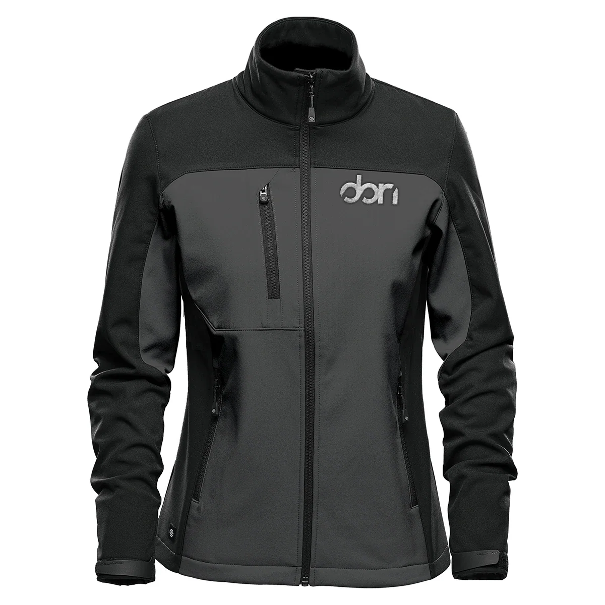 Zippered pocket detail near the waist of the softshell
