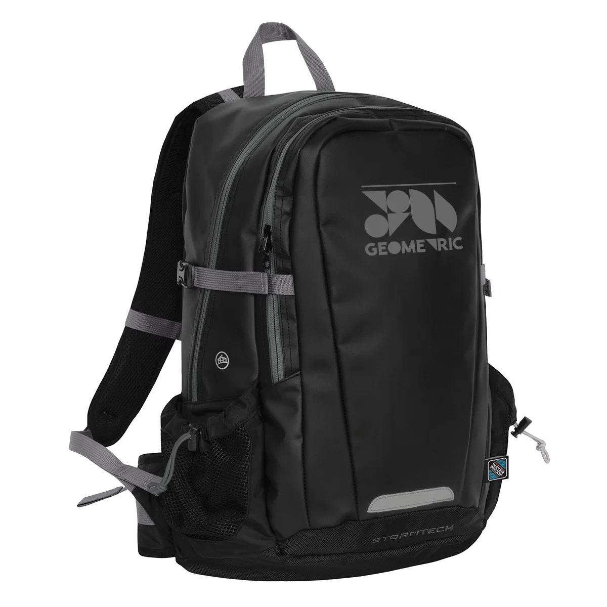 Waterproof backpack in black and granite with a padded laptop sleeve