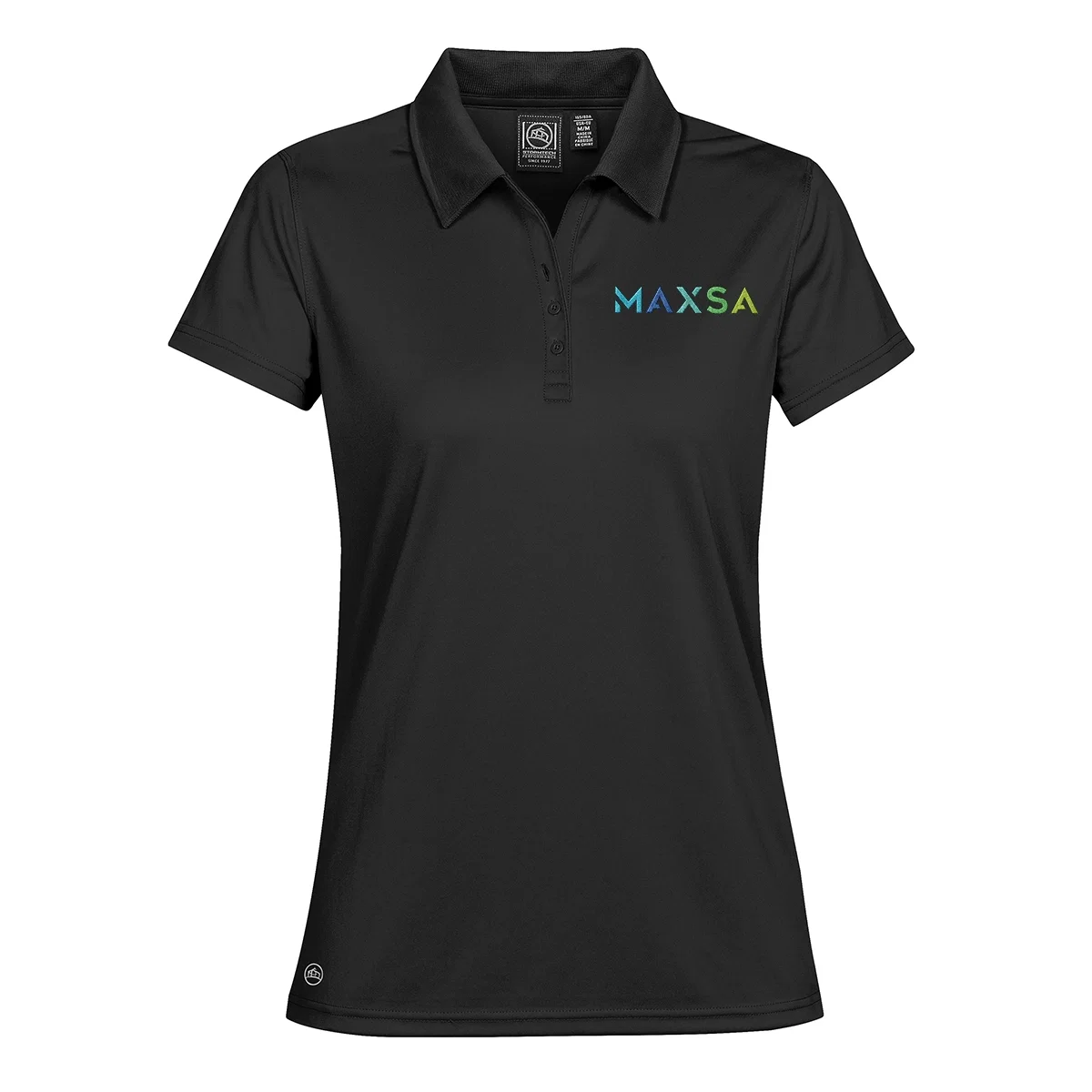 Pique knit polo shown from the front on a model