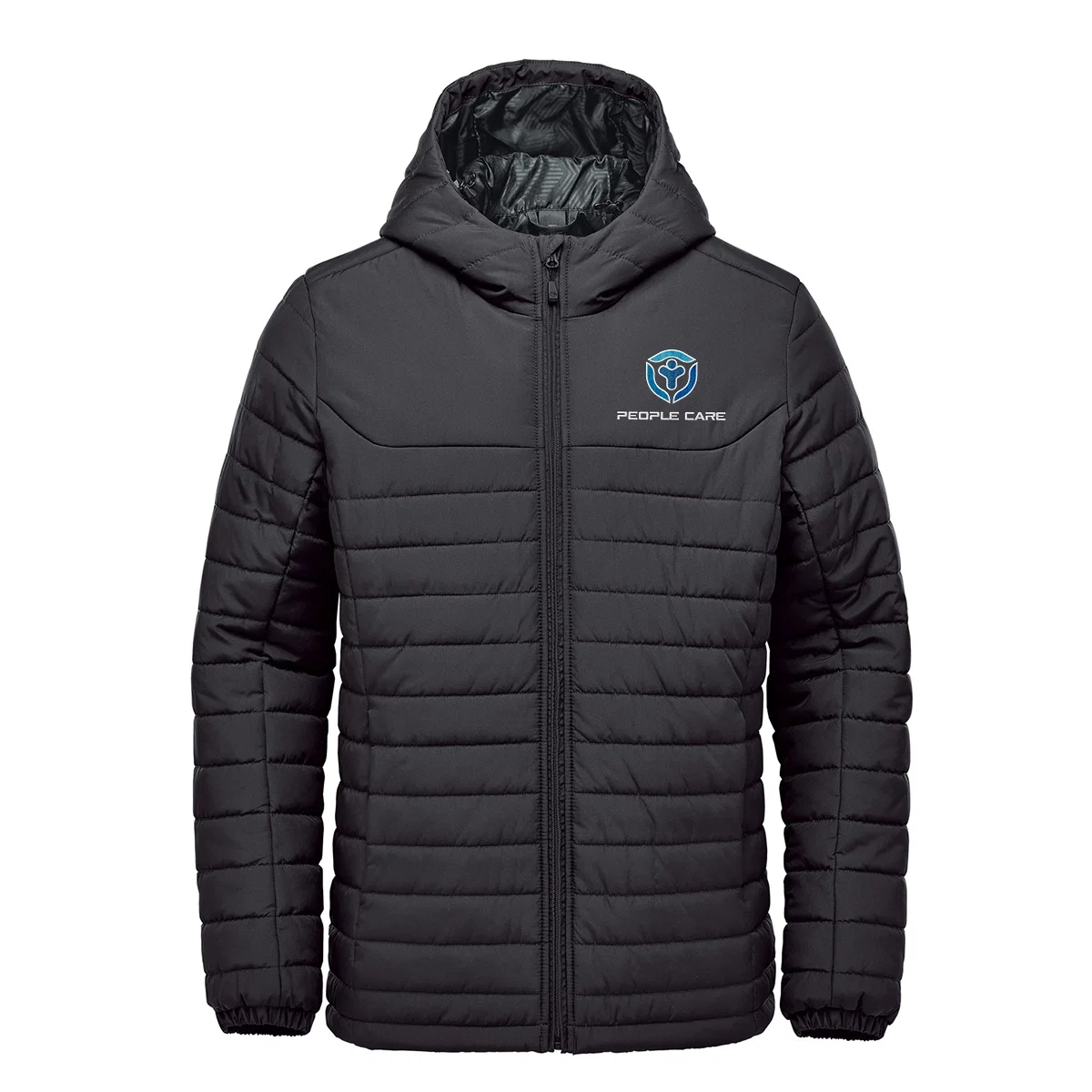 Nautilus quilted hoody pictured with the hood down on a plain backdrop