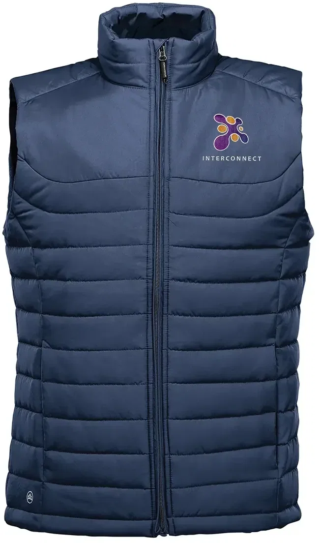 Stitched channels run horizontally across the chest