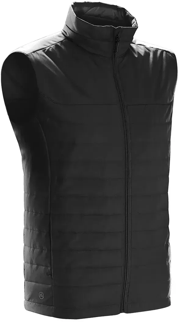 Collar rises at the neck on the closed vest