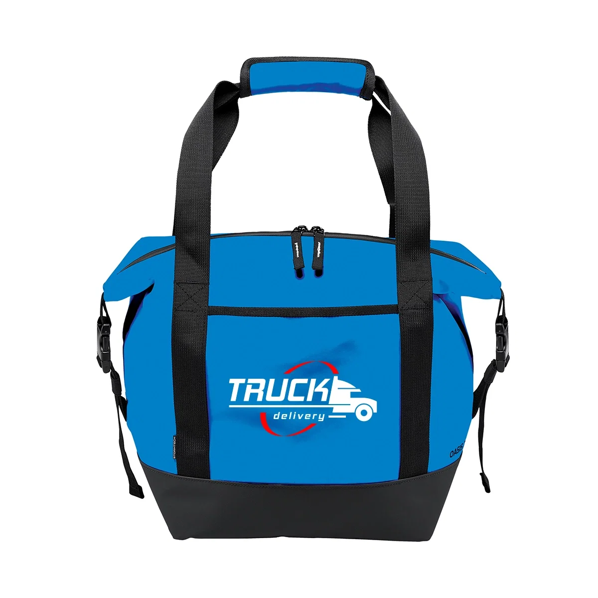 Twenty four can cooler bag in red with black panels