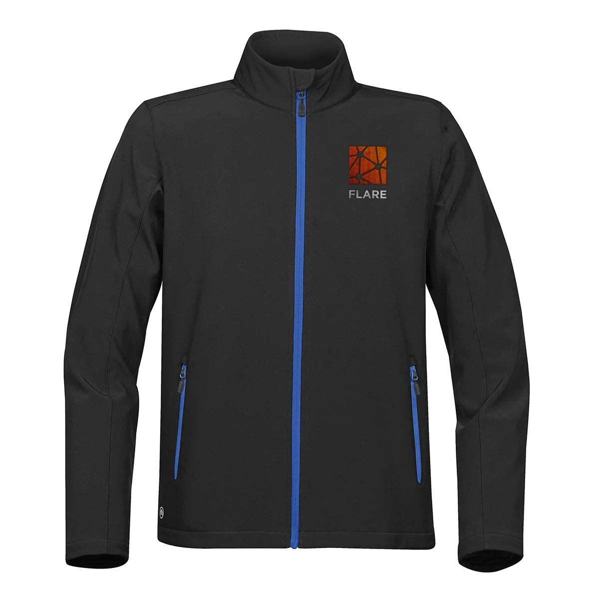 Orbiter softshell jacket pictured from the front on a plain backdrop