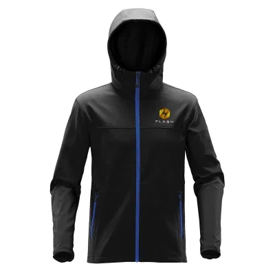 Softshell hoody with a full-length zipper and fitted hood