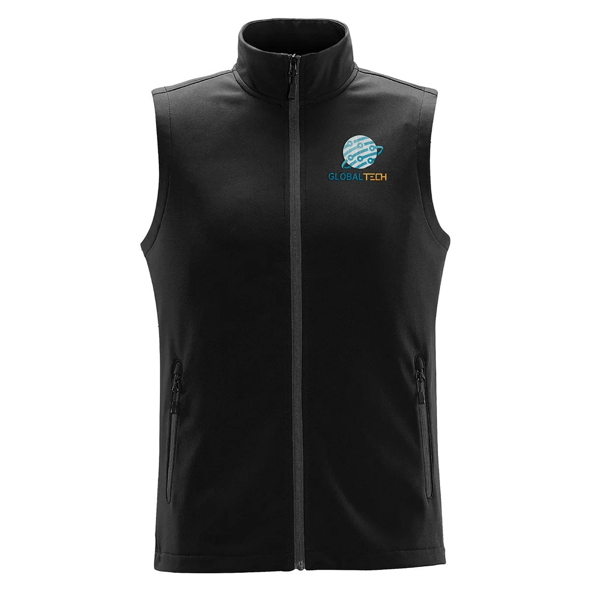 Level framing of the Orbiter softshell vest captured in a simple studio setup