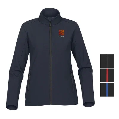 Upper arm picked out by soft light on the softshell jacket