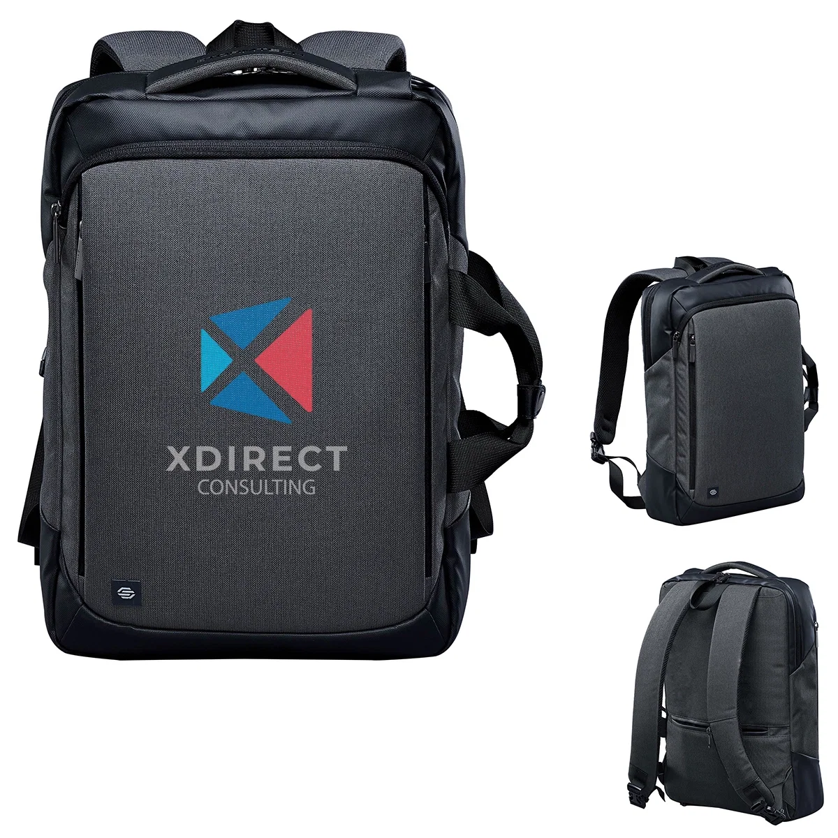 Computer backpack with padded shoulder straps and a tall body