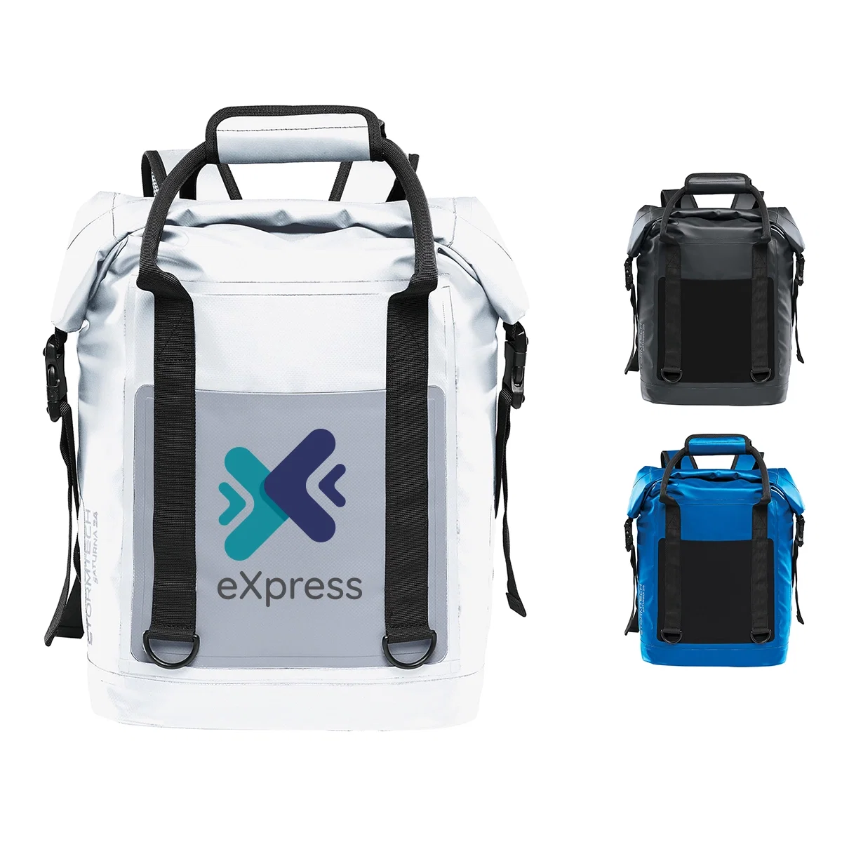 Cooler bag with a zip top and carry handles