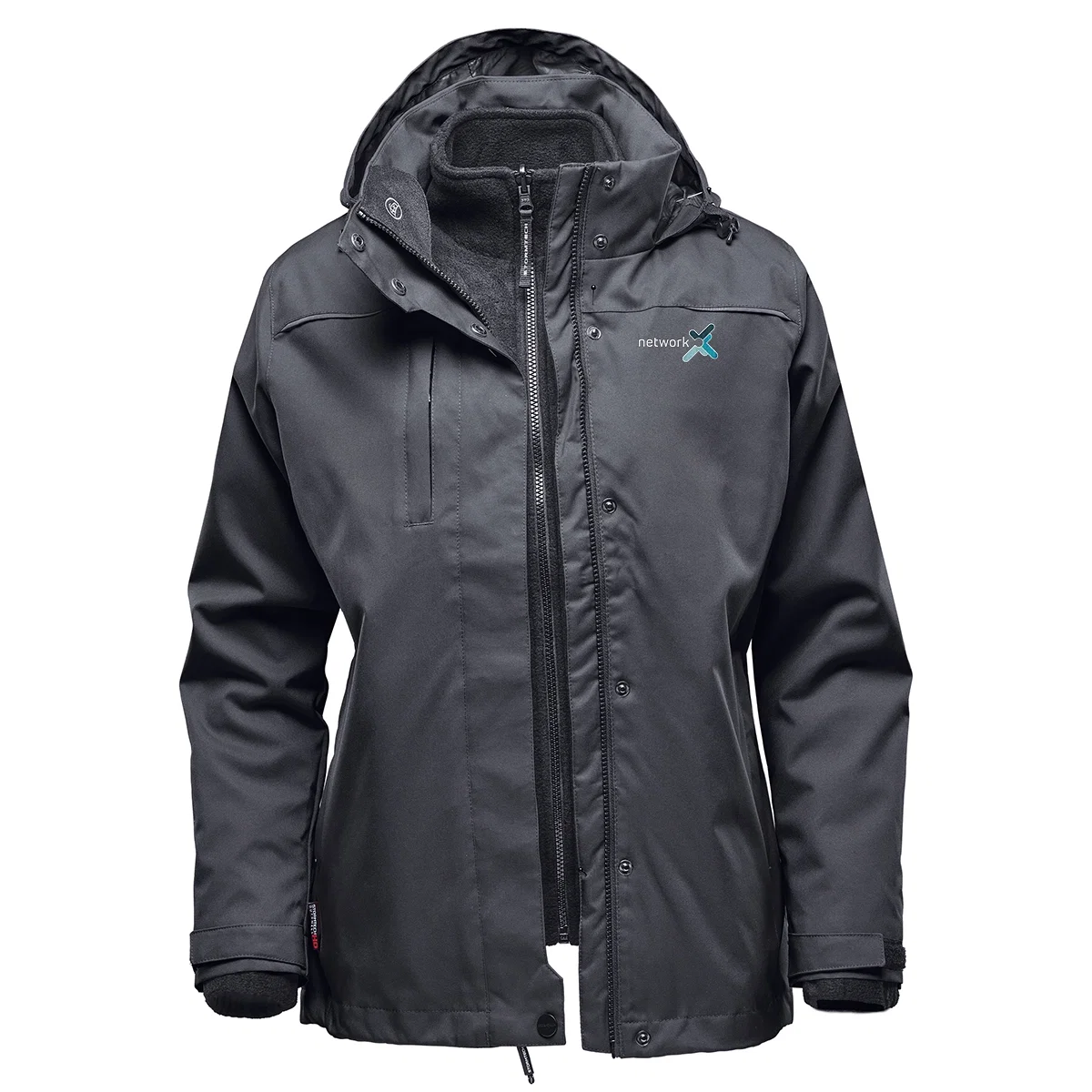 Fit and drape of the parka judged from a distance