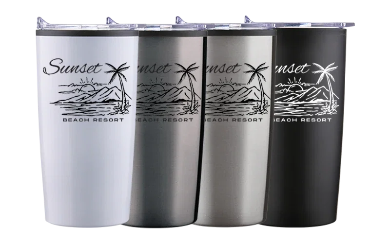 Straight 20 oz. Slide-Lid Tumbler. Stainless steel 20 oz slide-lid travel tumbler for corporate gifting
