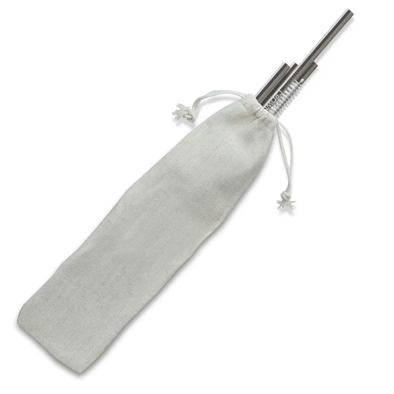 Straight Stainless Steel Straws: Set of 2 in Silver — view 2