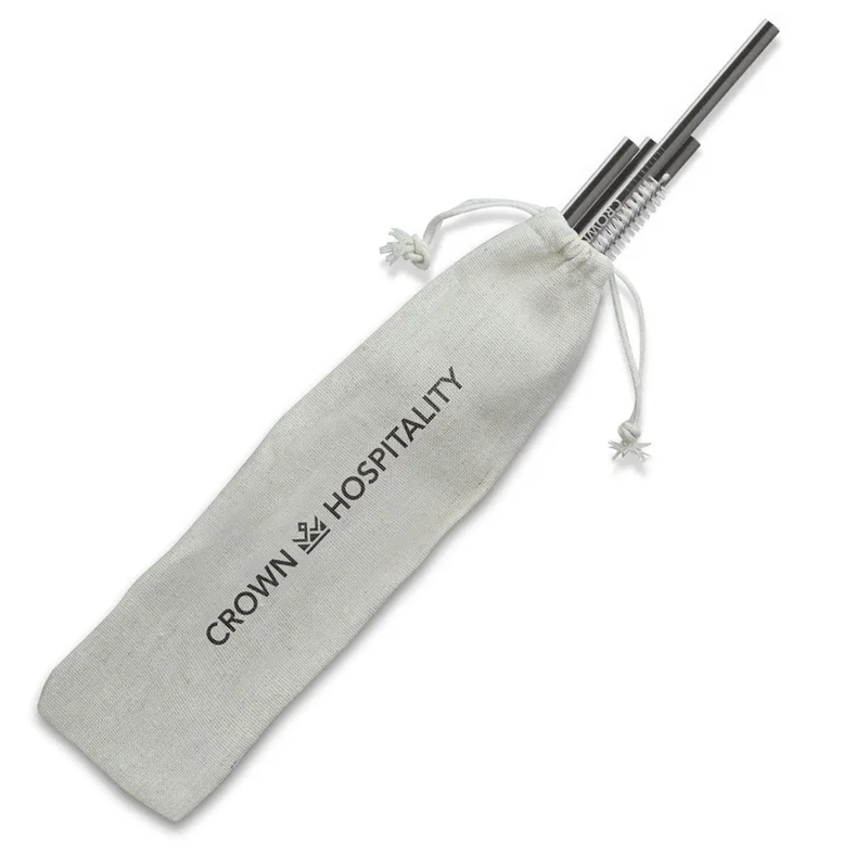 Straight Stainless Steel Straws: Set of 4 in Silver — view 2
