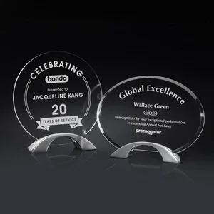 Acrylic Award on Arched Pewter Base with Floating Effect
