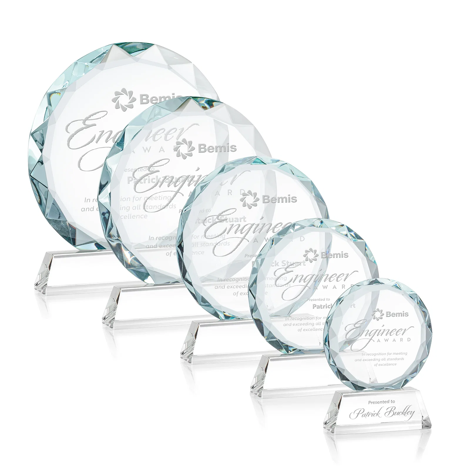 Custom Optical Crystal Faceted Gemstone Award with Prismatic Finish, awards for employee recognition