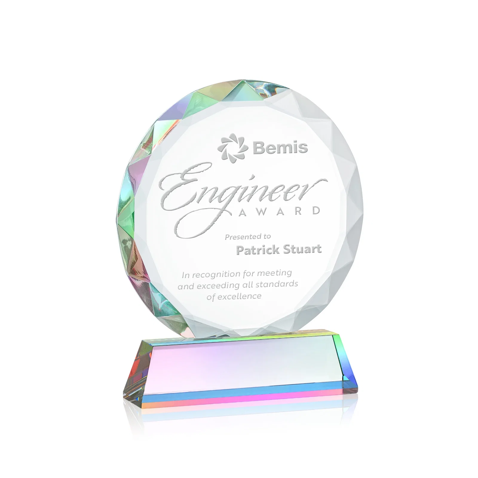 Personalized Optical Crystal Faceted Gemstone Award with Prismatic Finish, awards, with your logo for sales achievement awards