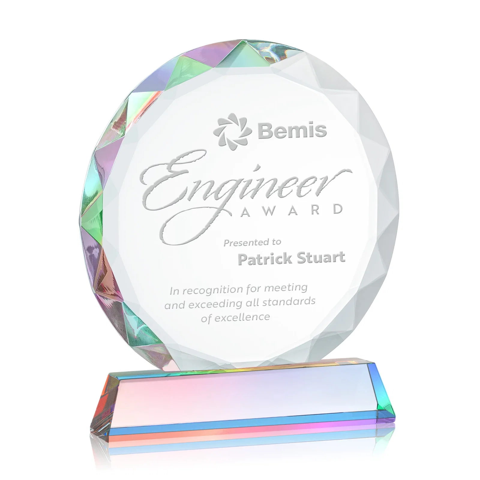 Personalized Optical Crystal Faceted Gemstone Award with Prismatic Finish, awards, with your logo for team milestone celebrations