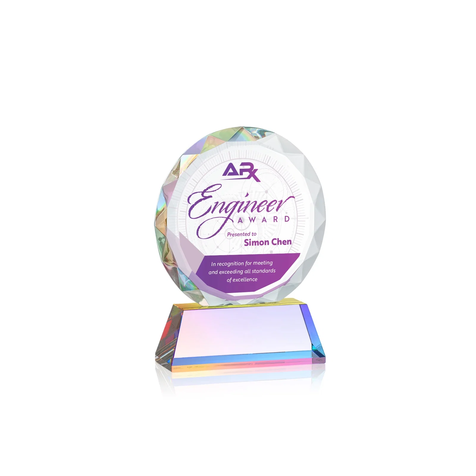Personalized Optical Crystal Faceted Gemstone Award with Prismatic Finish, awards, with your logo for graduation ceremonies