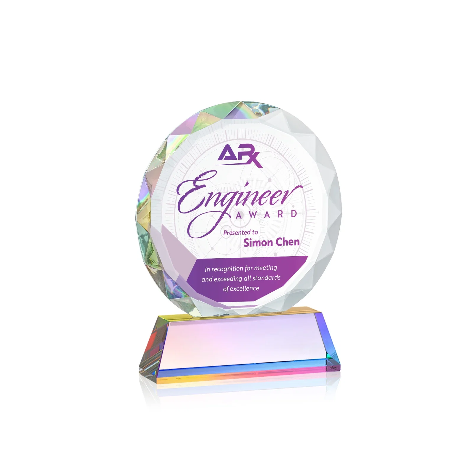 Personalized Optical Crystal Faceted Gemstone Award with Prismatic Finish, awards, with your logo for safety achievement programs