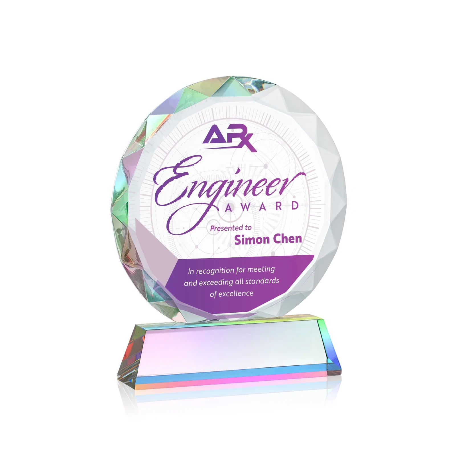 Personalized Optical Crystal Faceted Gemstone Award with Prismatic Finish, awards, with your logo for volunteer appreciation
