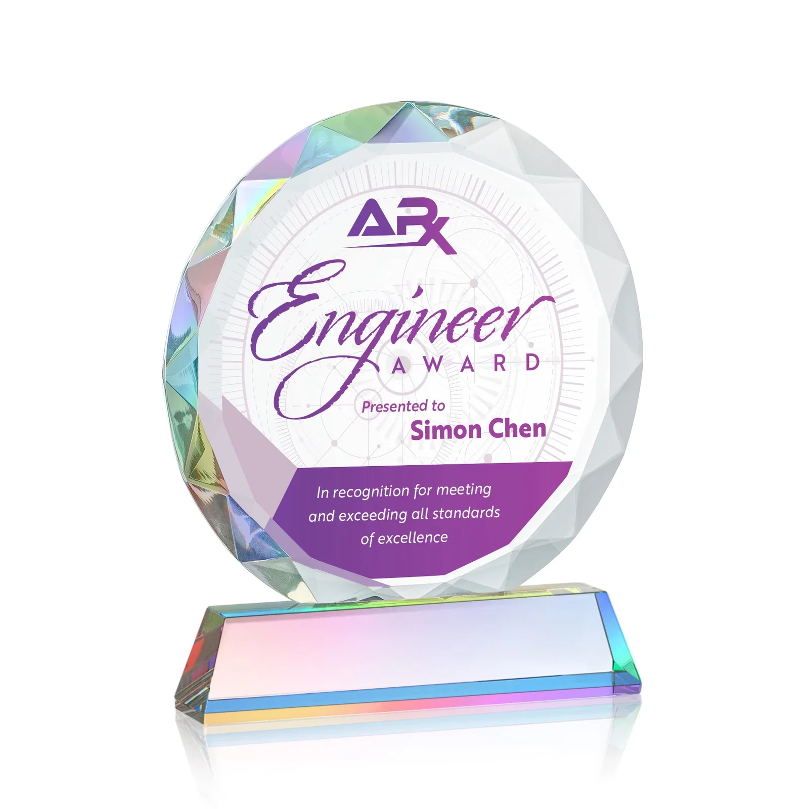 Personalized Optical Crystal Faceted Gemstone Award with Prismatic Finish, awards, with your logo for dealer and partner awards