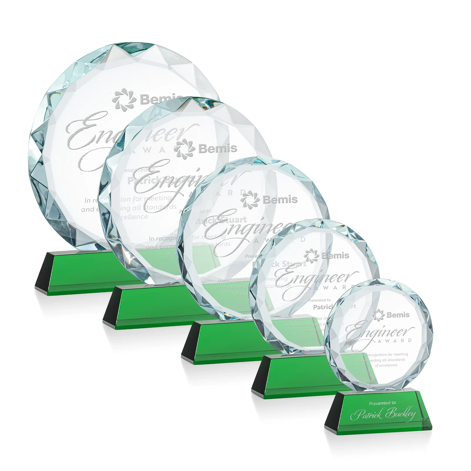 Personalized Optical Crystal Faceted Gemstone Award with Prismatic Finish, awards for employee recognition