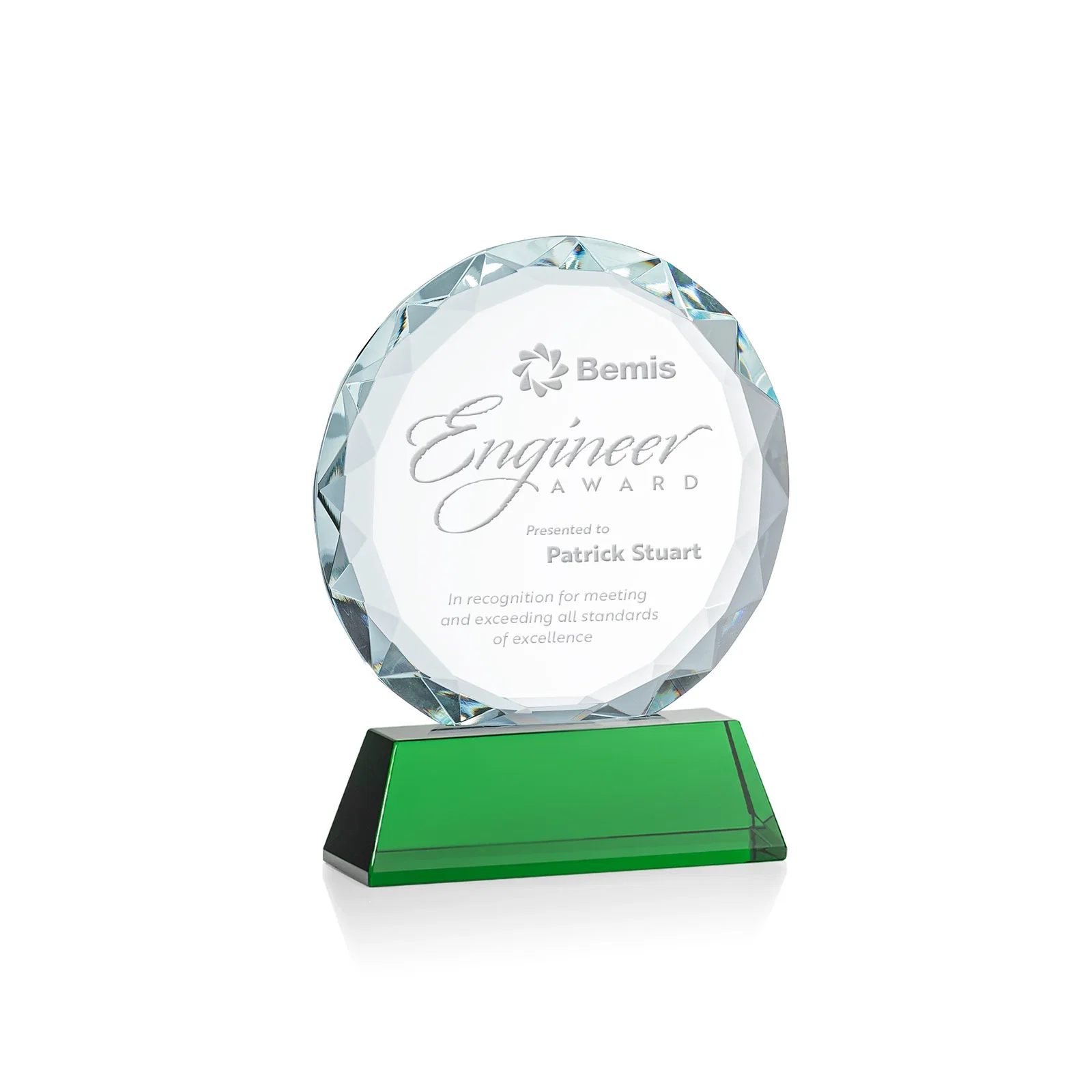 Personalized Optical Crystal Faceted Gemstone Award with Prismatic Finish, awards for service anniversary gifts