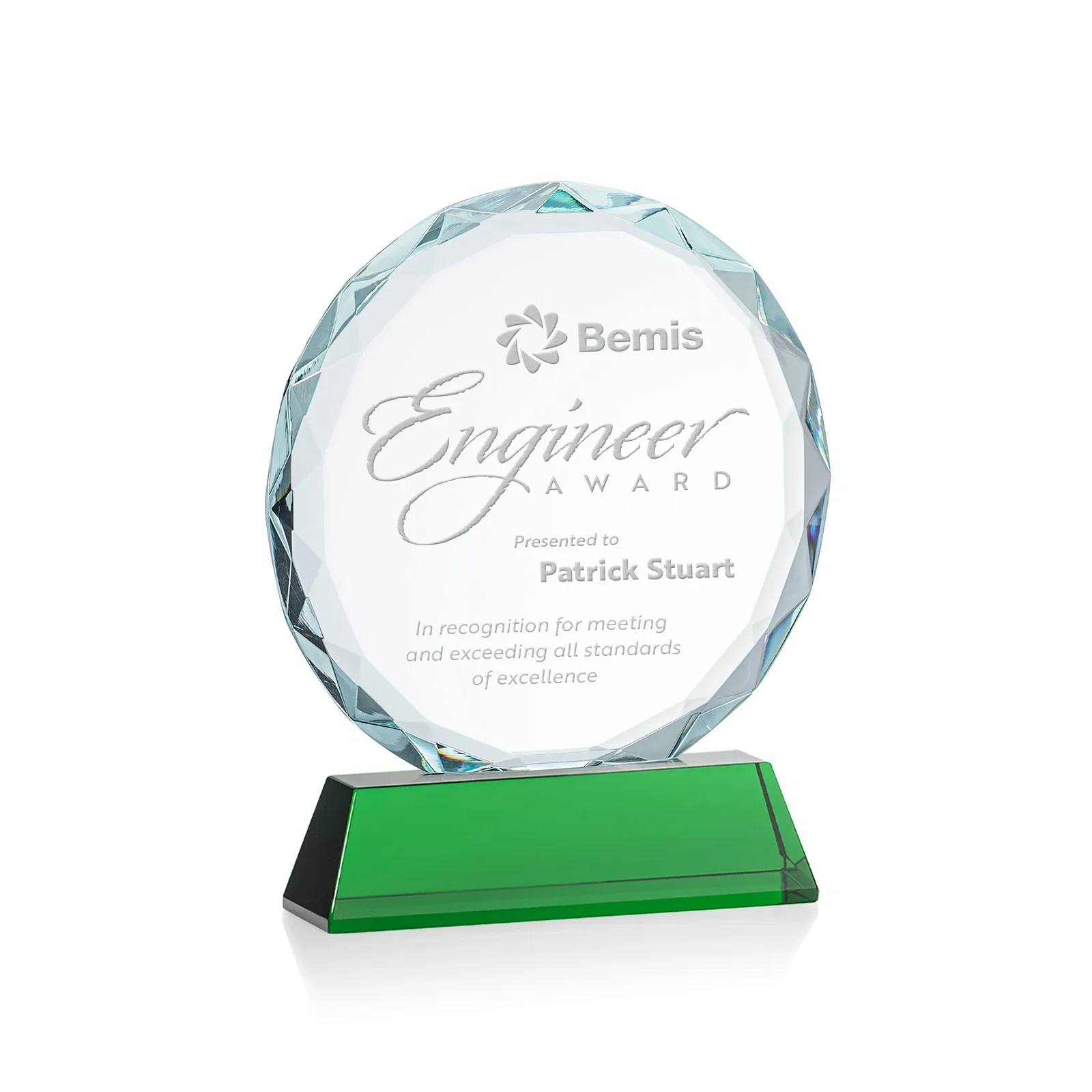 Personalized Optical Crystal Faceted Gemstone Award with Prismatic Finish, awards for sales achievement awards