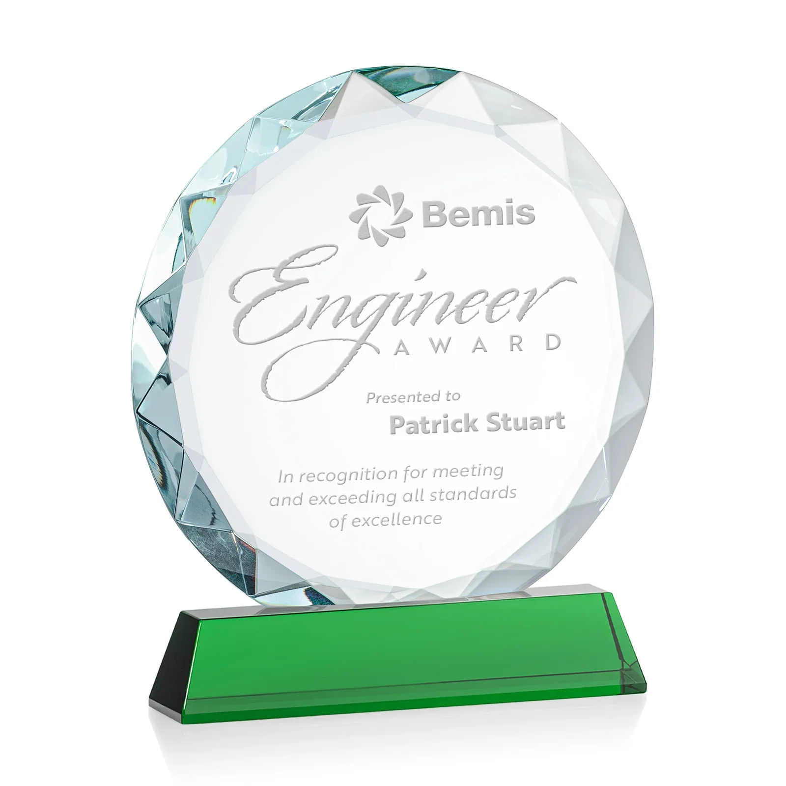 Personalized Optical Crystal Faceted Gemstone Award with Prismatic Finish, awards for team milestone celebrations