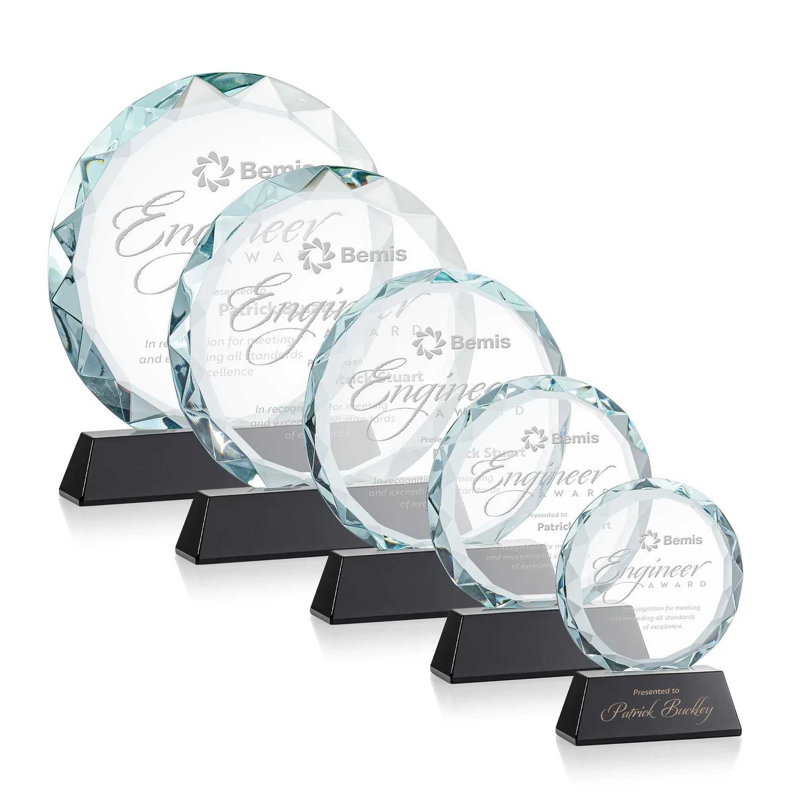 Personalized Optical Crystal Faceted Gemstone Award with Prismatic Finish, awards for donor appreciation