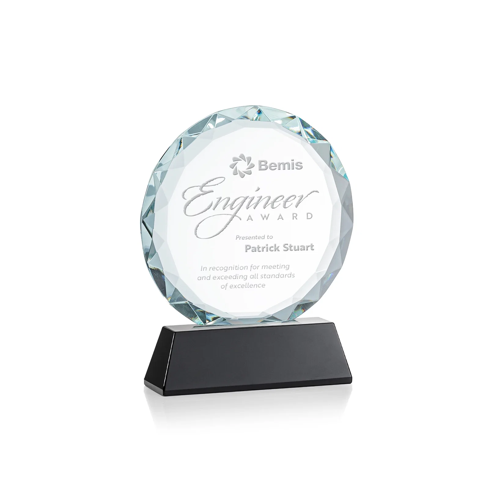 Personalized Optical Crystal Faceted Gemstone Award with Prismatic Finish, awards for safety achievement programs
