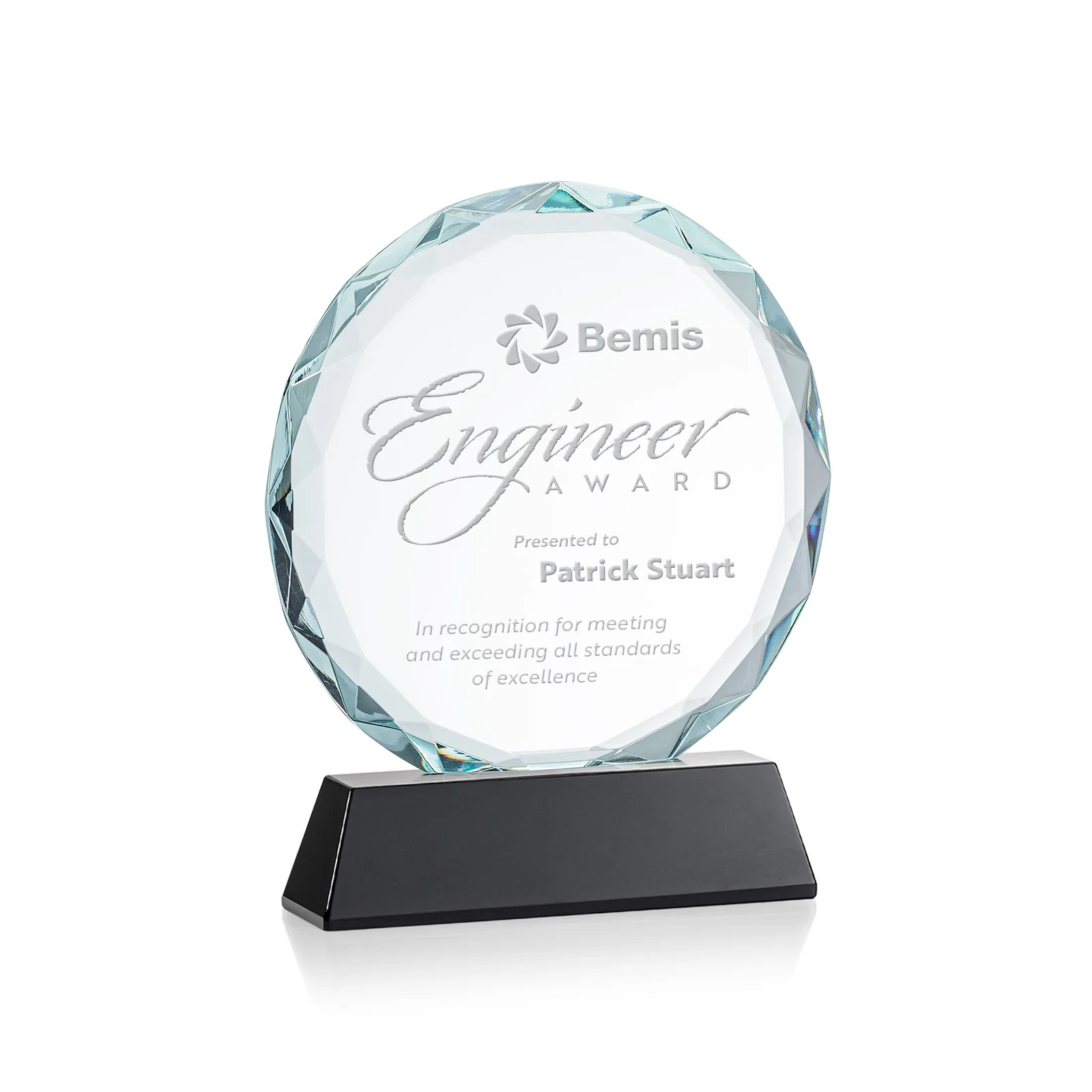 Personalized Optical Crystal Faceted Gemstone Award with Prismatic Finish, awards for volunteer appreciation