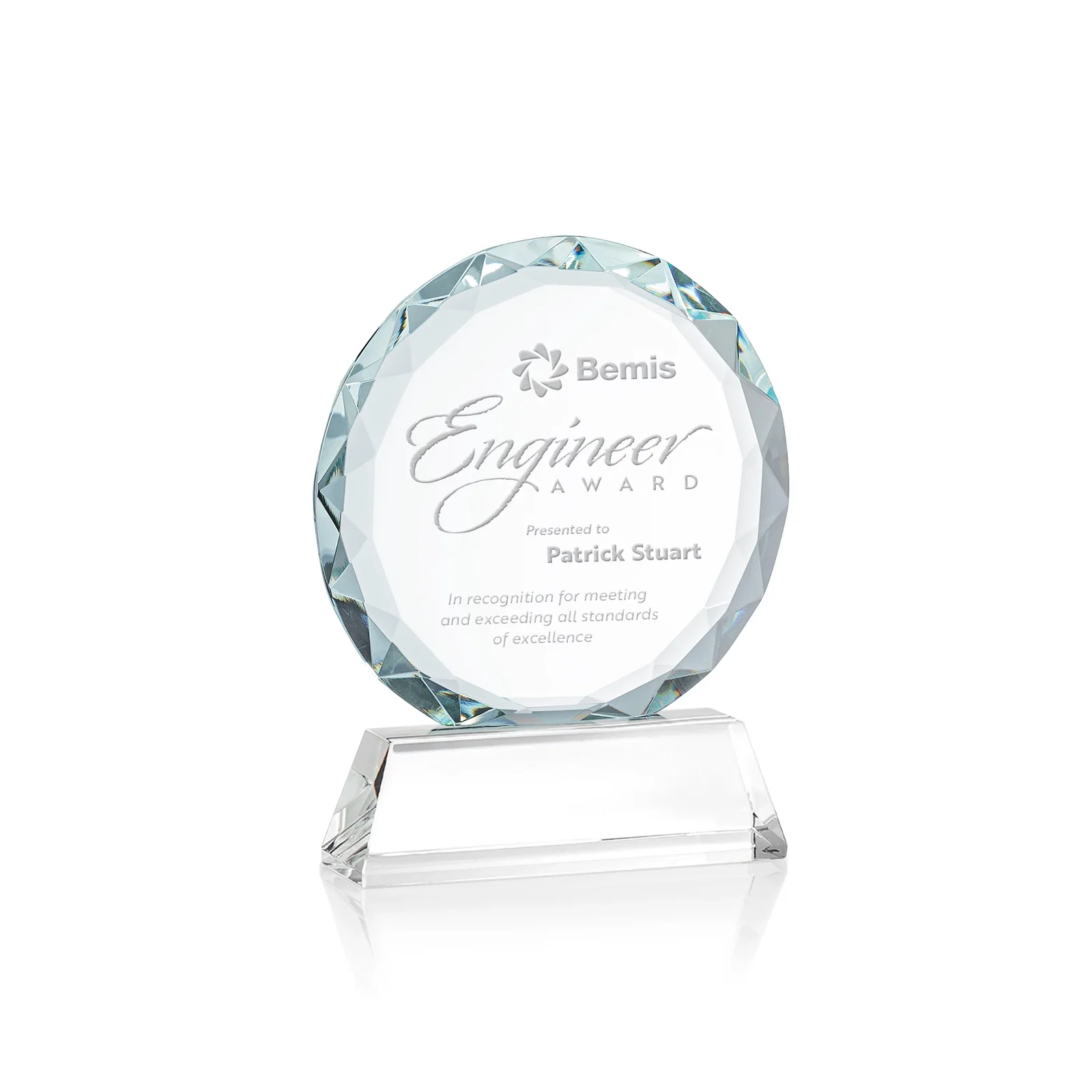 Custom Optical Crystal Faceted Gemstone Award with Prismatic Finish, awards for service anniversary gifts