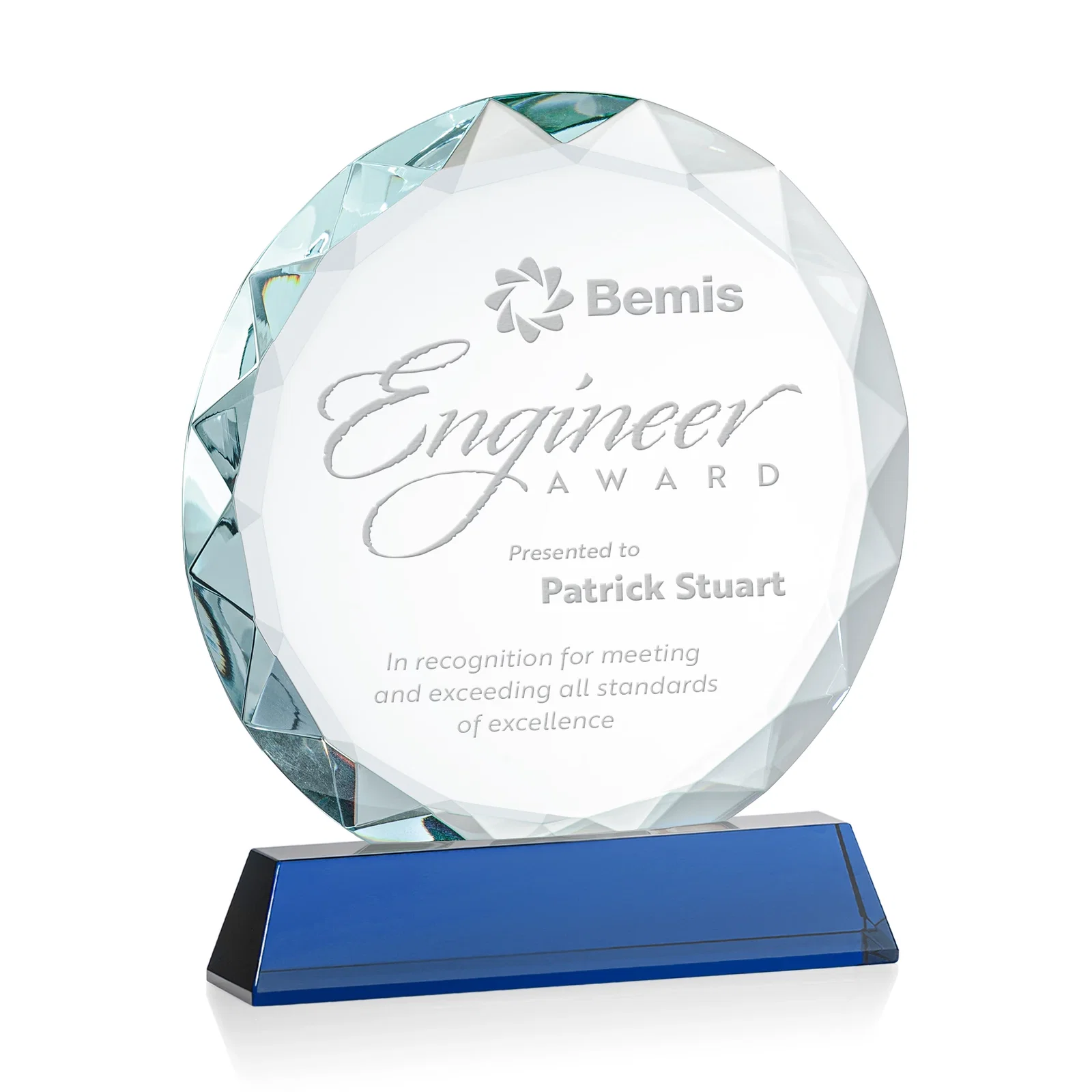 Promotional Optical Crystal Faceted Gemstone Award with Prismatic Finish, awards for team milestone celebrations