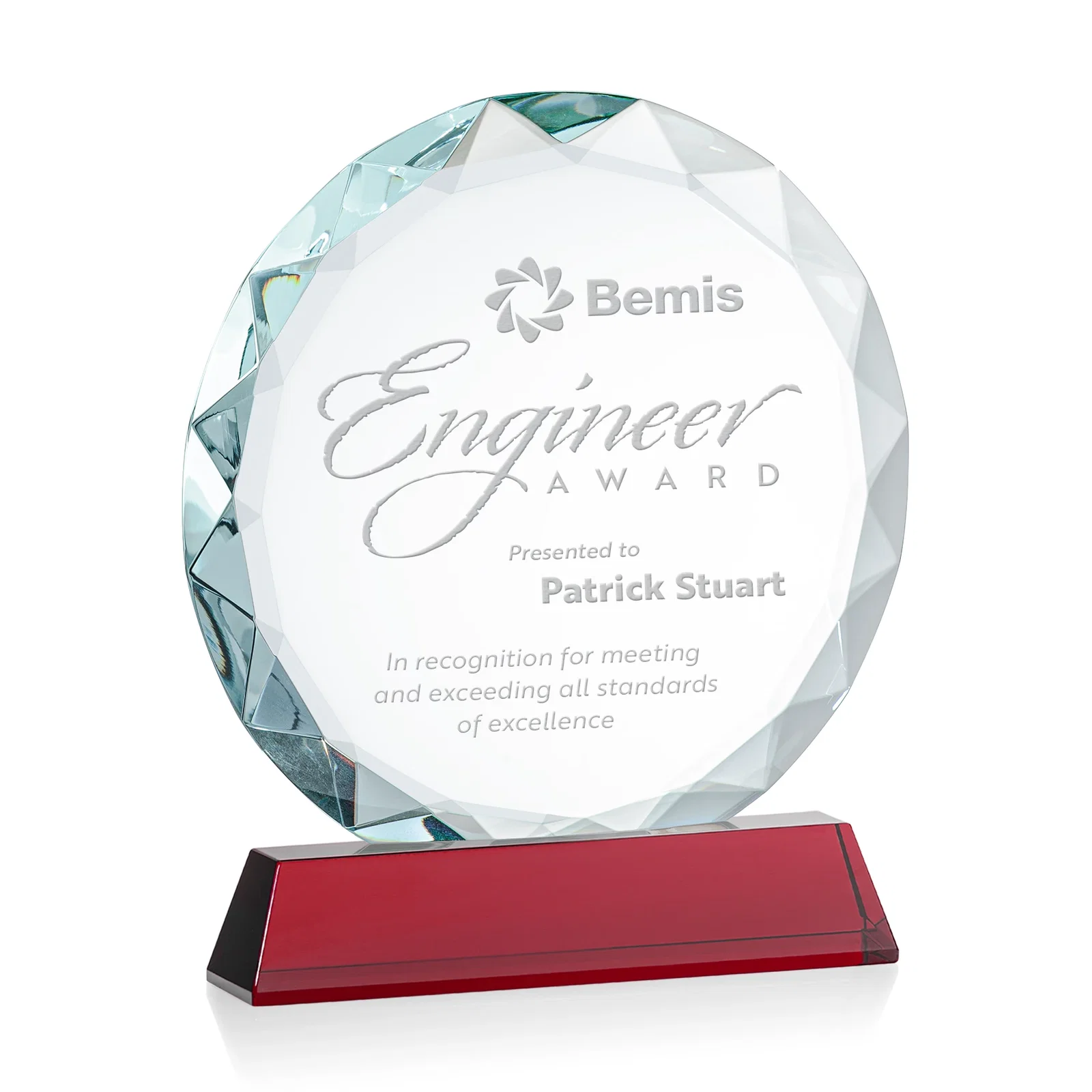 Promotional Optical Crystal Faceted Gemstone Award with Prismatic Finish, awards for company anniversary events