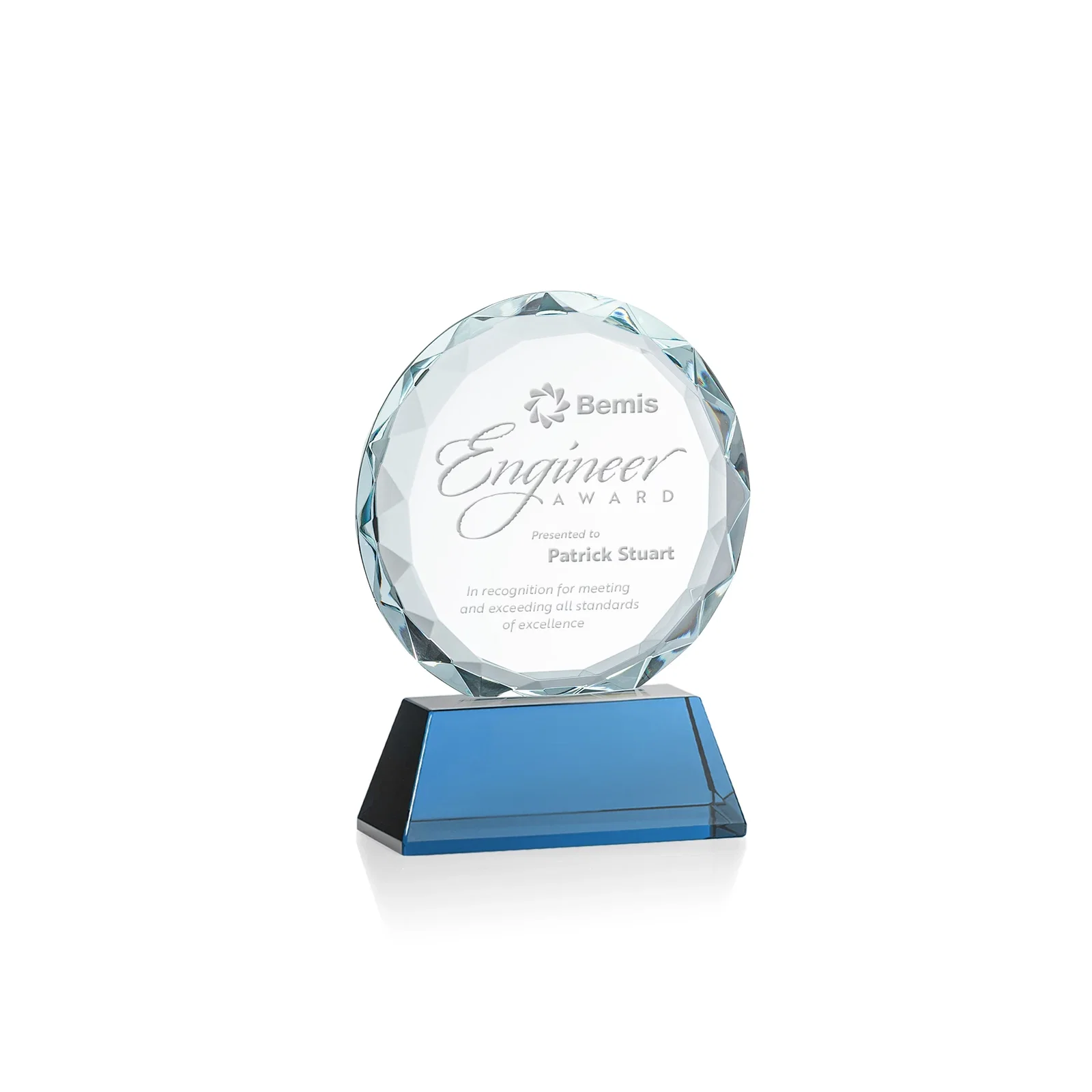 Branded Optical Crystal Faceted Gemstone Award with Prismatic Finish, awards for corporate award ceremonies
