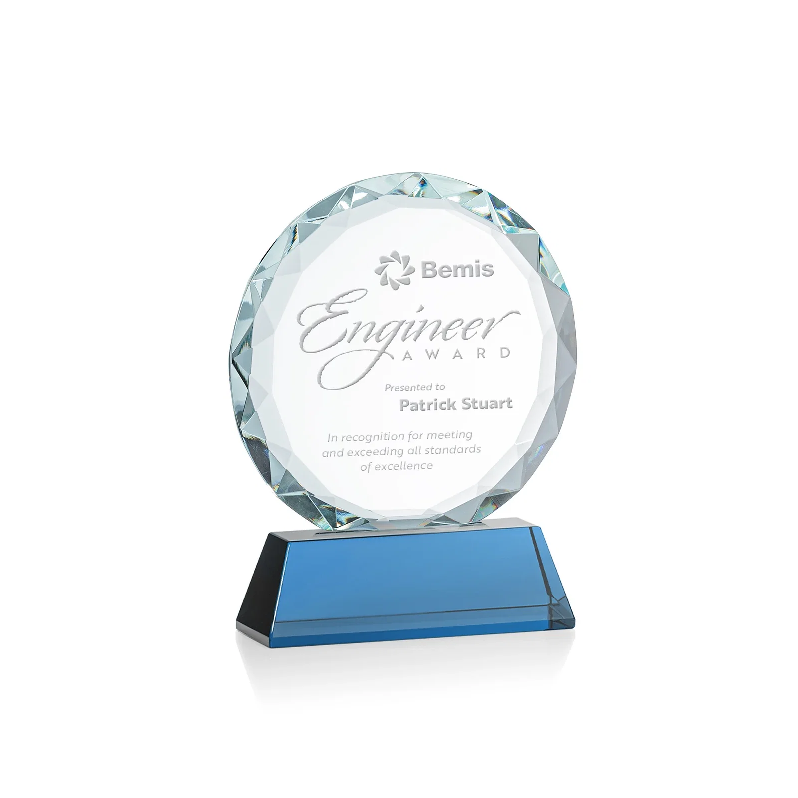 Branded Optical Crystal Faceted Gemstone Award with Prismatic Finish, awards for service anniversary gifts