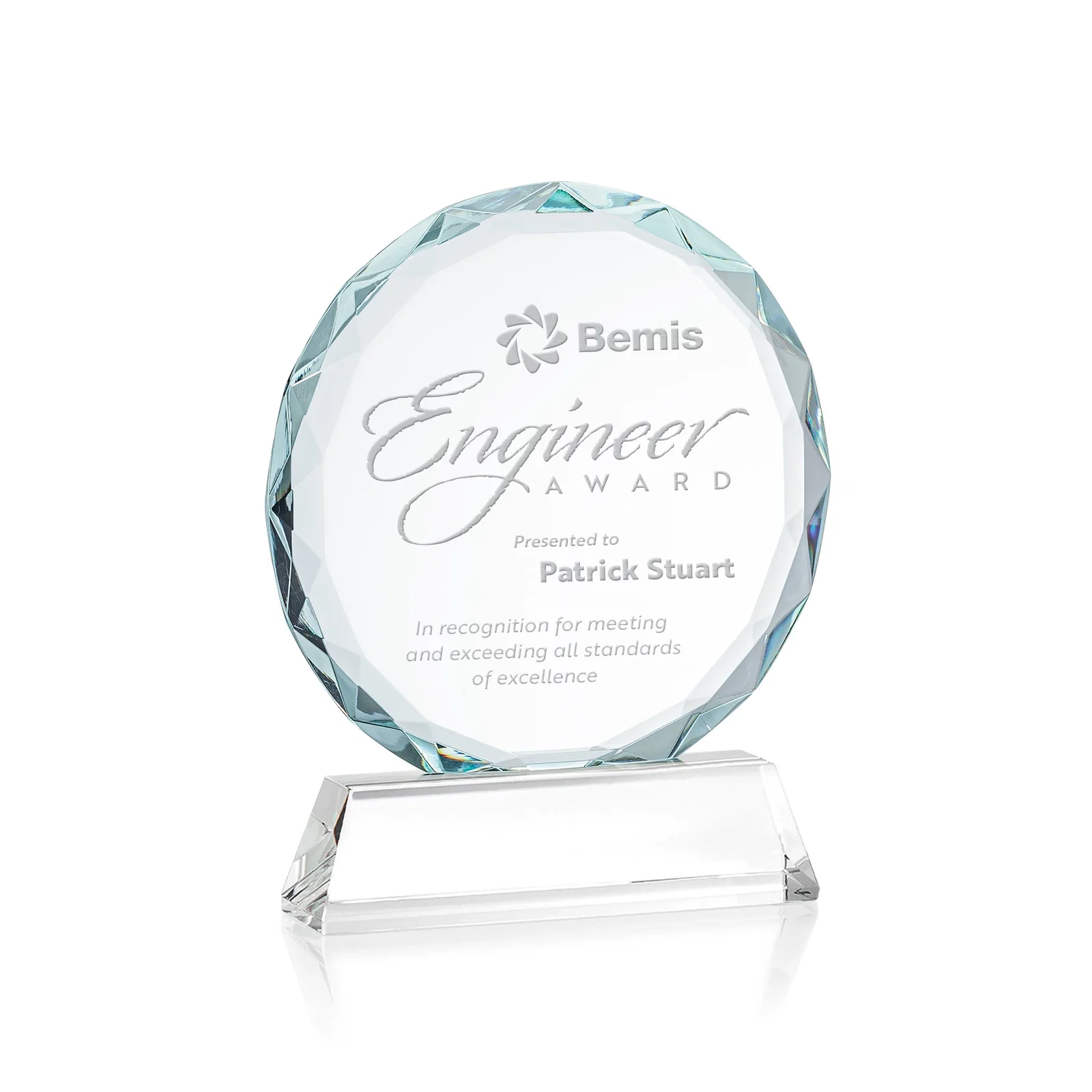 Custom Optical Crystal Faceted Gemstone Award with Prismatic Finish, awards for sales achievement awards