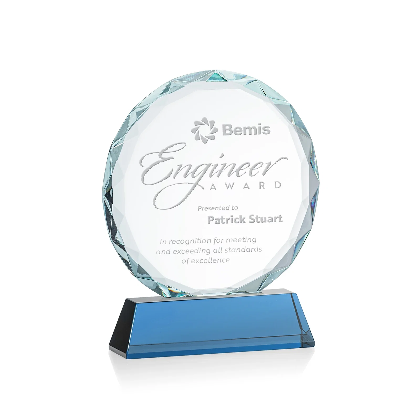 Branded Optical Crystal Faceted Gemstone Award with Prismatic Finish, awards for sales achievement awards