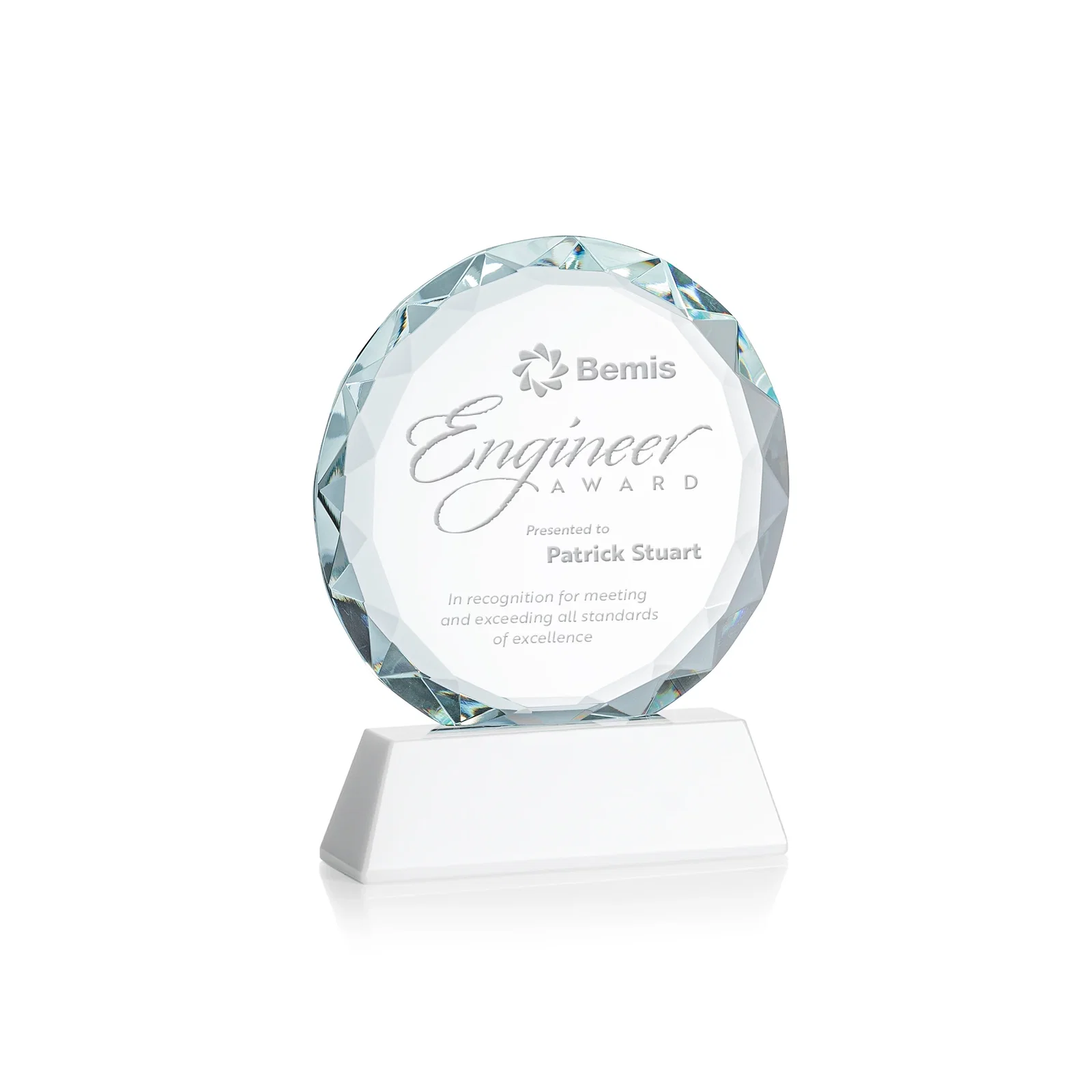 Branded Optical Crystal Faceted Gemstone Award with Prismatic Finish, awards for safety achievement programs