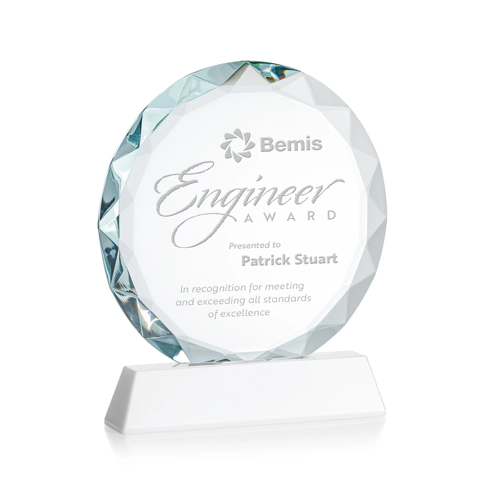 Branded Optical Crystal Faceted Gemstone Award with Prismatic Finish, awards for dealer and partner awards