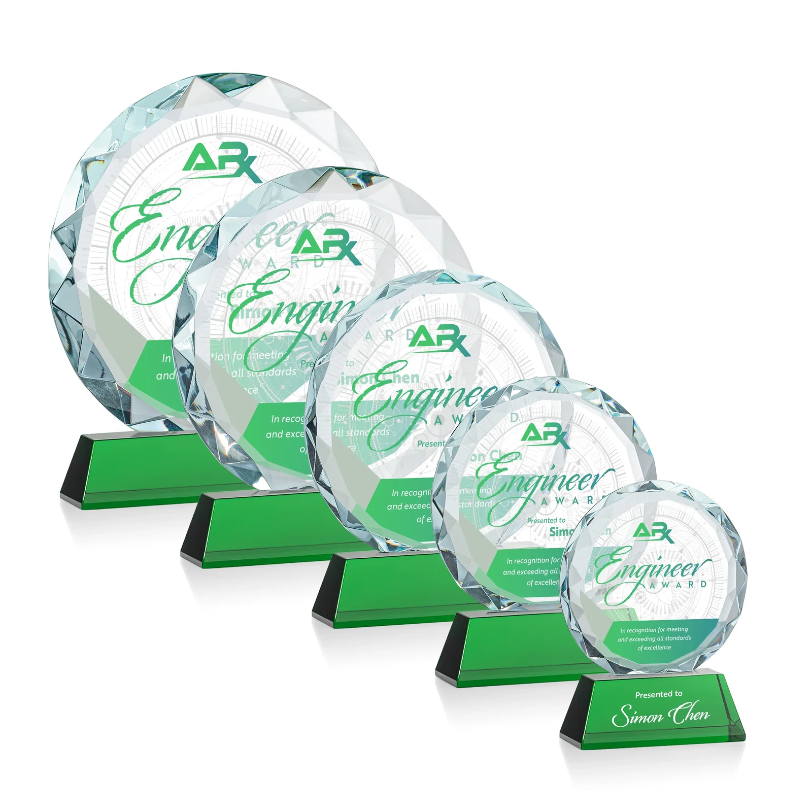 Customized Optical Crystal Faceted Gemstone Award with Prismatic Finish, awards for employee recognition