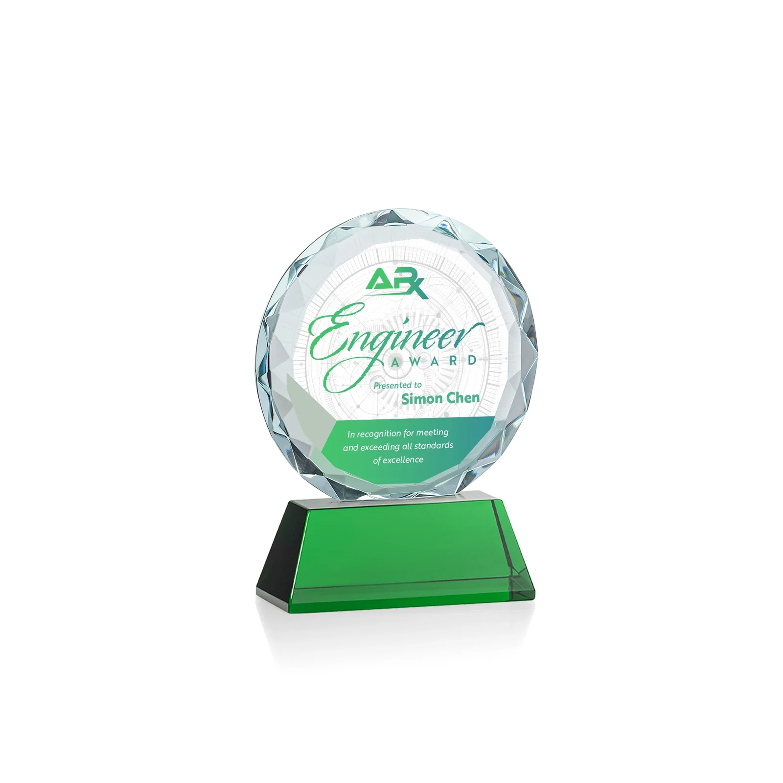 Customized Optical Crystal Faceted Gemstone Award with Prismatic Finish, awards for corporate award ceremonies