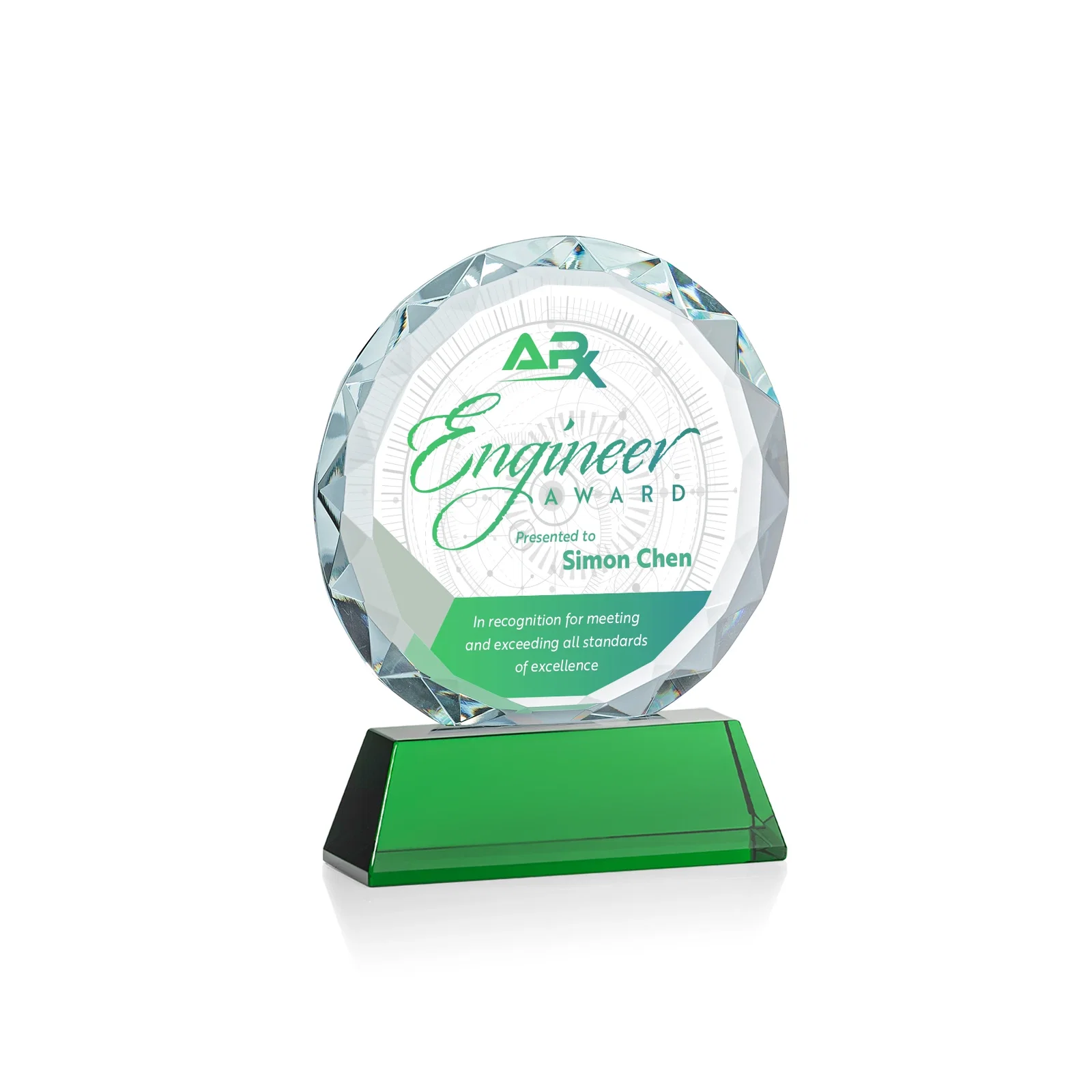 Customized Optical Crystal Faceted Gemstone Award with Prismatic Finish, awards for service anniversary gifts