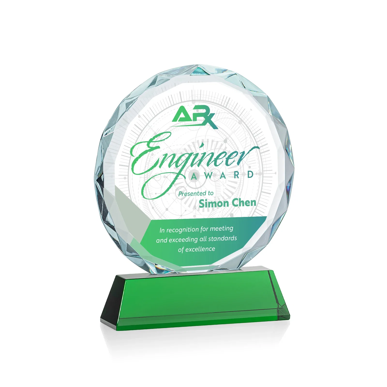 Customized Optical Crystal Faceted Gemstone Award with Prismatic Finish, awards for sales achievement awards