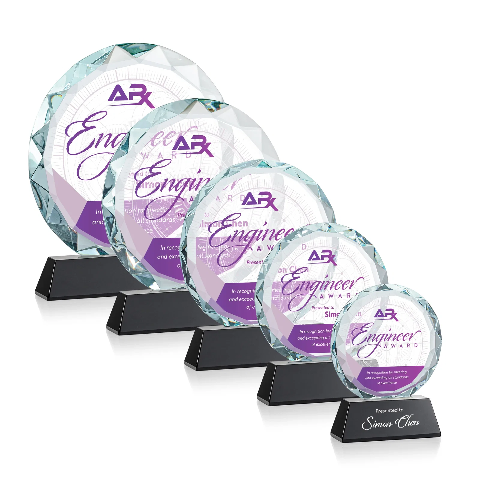 Customized Optical Crystal Faceted Gemstone Award with Prismatic Finish, awards for donor appreciation